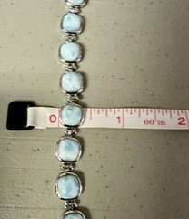 NWT-BBJ Sterling Silver Blue White Pectolite Larimar Ring Matching Bracelet Set