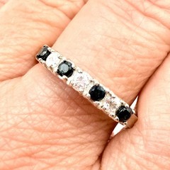 Vtg Avon 925 Silver Black Onyx Cubic Zirconia Sterling Silver Ring SZ 9.75 V