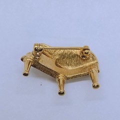 Vintage Grand Piano Brooch Pin Rhinestone w/Gold Tone Metal 1 1/8″ x 3/4″