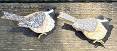 VTG 2002 Jacqui Ertischek Signed Polymer Clay Chickadee Bird Brooch Pin Pair Set