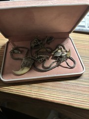 Victorian Silver Claw Fish Tribal Antique Necklace