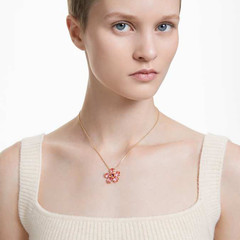 Swarovski Idyllia Pendant Flower, Small Size, Pink, Gold Plated