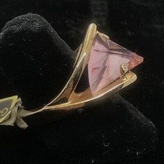 Vintage 18KT GE Gold Plated Pink Austrain Crystal Unique Cut Ring varied sizes