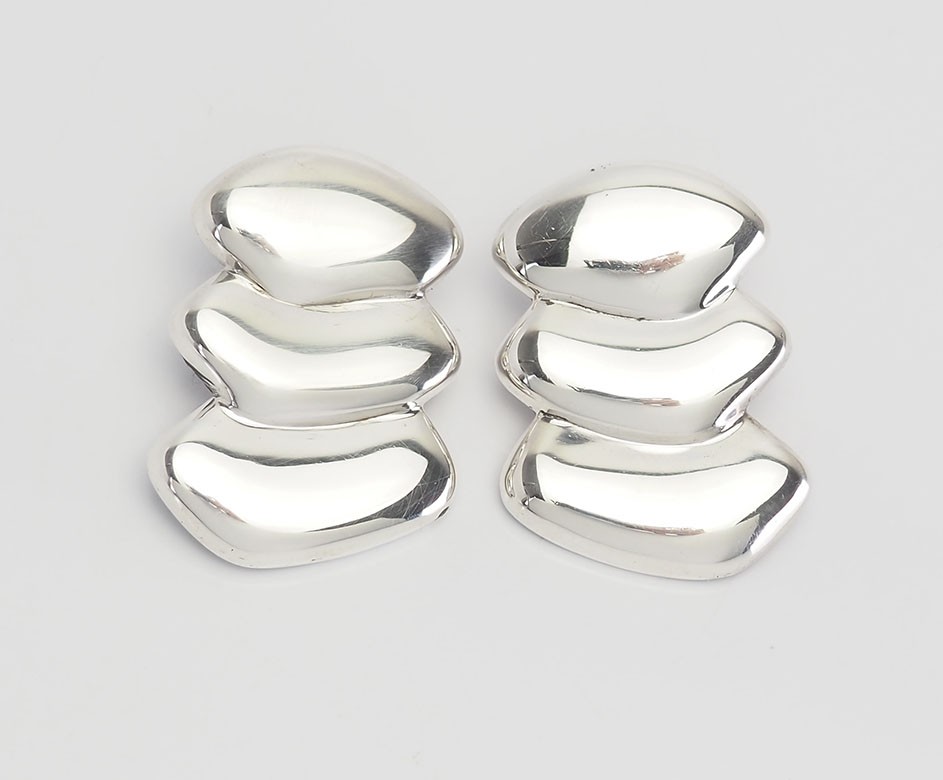 Sylvia Sims beautiful one of a kind sterling silver abstract modernist earrings