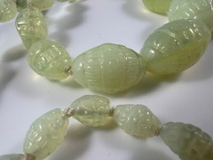 Vintage Art Deco Vaseline Uranium Glass Opaline Glass Bead Necklace 31″