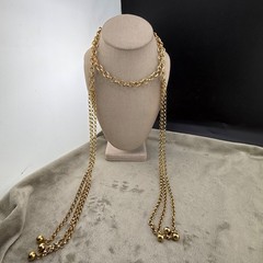 Vintage Opera Lariat Tassel Necklace Gold Tone 48”
