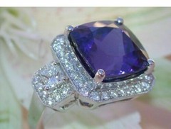 Art Deco 5.30Ct Blue Sapphire Antique Vintage Engagement Ring 14K White Gold FN