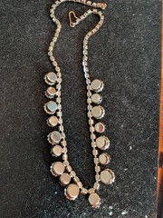 Vintage 1950’s Goldtone Aurora Borealis Amber Color Rhinestone Choker Necklace