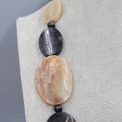 West African Buffalo Horn Necklace Hand Carved Large Statement Beads 24″