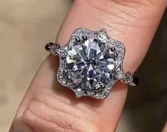 Art Deco Style Round Cut Lab Created Diamond 14K White Gold FN Engagement Ring
