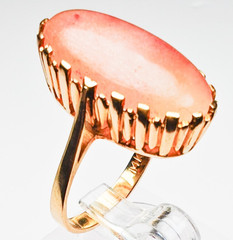 Antique 13/14K Gold Huge Strawberry Quartz Ring 21x11mm Oval Size 6.75 5.8 Grams