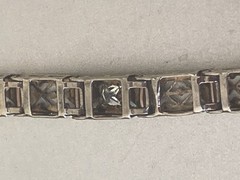 Antique Art Deco 14k White Gold Filigree Bracelet Diamond Sapphire 7 3/8” 6.5grs