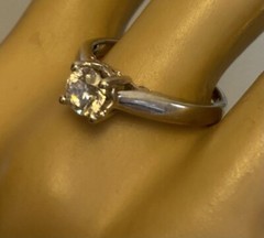 Antique 14K Mine Cut Diamond Ring White Gold 1/2ct Solitaire Art Deco size 9.25