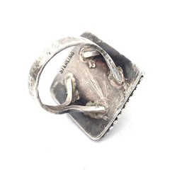 Brutalist Rutilated Quartz Sterling Silver Statement Ring Sz 7 Vintage Artisan