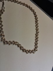 Vintage Style Faux Pearl & Rhinestone Link Choker Necklace Silver Tone…