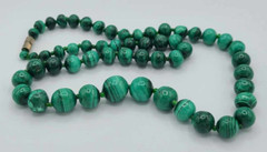 Vintage Malachite Gemstone Necklace 20.5” Long with Clasp