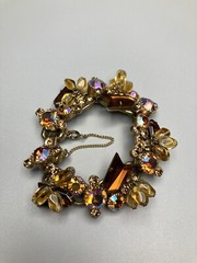 JULIANA D&E Book Piece Givre Cha Cha Dangle Arrow Rhinestone 5 Link Bracelet VTG