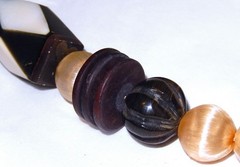 1980’s Inlay Statement Necklace Carved Horn Dyed Geomentric Beads