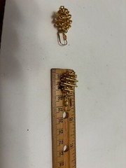 PINECONE EARRINGS Goldtone LeverBack Pierced Stacked Wire Dangles Germany