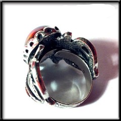 Dragons Breath Fire Opal Ring Women’s Fire Opal Silver Plated Gothic Ring