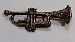 Vtg Sterling Silver Trumpet Horn Brooch/Pin Dainty, Detailed