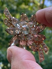 VTG Eisenberg Ice Clear Rhinestone Floral Spray Brooch And Earrings Set WOW!!!!