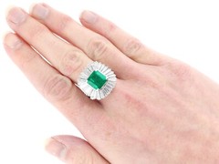 Vintage Emerald and Diamond Platinum Ballerina Ring