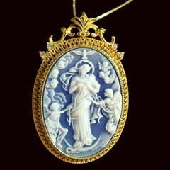 Virgin Mary Untier of Knots Cameo Pendant Brooch GPl Solid 925 Sterling Silver