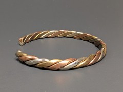 Copper Brass Silver Plated Cuff Bracelet Twisted Mixed Metal 7″ Vintage