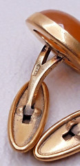 Vintage Cufflinks of the USSR 4ЯК 1950s Honey Amber. Brass. Gilding