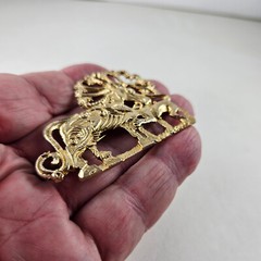 800 Silver Lion Brooch Gold Vermeil Italy [8123]