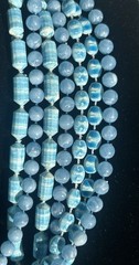 Vintage MCM 7 Strand Beaded Necklace w/ Enamel Floral Clasp & Clip On Earrings