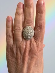 Diamond Ring 14K White Gold Cluster Cocktail 3.00ct TDW VJ