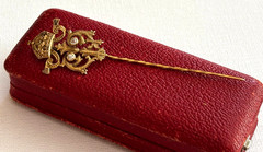 Antique Rare Tsar Solid Gold 14k Diamonds Tsar Ferdinand I Pin Brooch Boxed