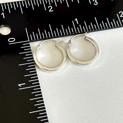 Vintage 925 Sterling Silver Simple Plain Simple Ladies Huggie Hoop Earrings