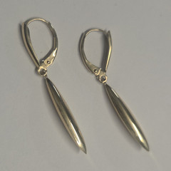 Solid 14kt Gold Earrings Elongated Dangle Lever hoop back Vintage Jewelry Summer