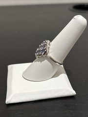 Sterling Silver 925 Blue Violet Tanzanite Style Cluster Diamond Ring Size 8 TGGC