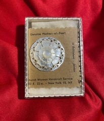 Vintage Mother of Pearl Pin, Hand Carved in Bethlehem