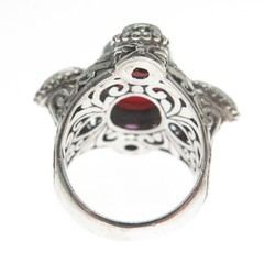 SARDA 925 Sterling Vintage Real Druzy Pink Topaz & Tourmaline Ring Size 5.25