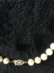 Vintage Cultured Pearl 20″ Knotted Necklace w/ Sterling Clasp