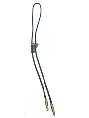 Polished Agate Stone Bolo Tie Black Leather Braids Western Style Vintage