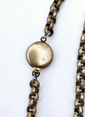 Antique Czech Glass Pendant Necklace Art Nouveau Floral Ivy Cabochon