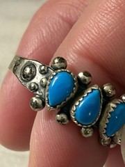 Vtg Wheeler Co. 4 Stone Turquoise Row Ring Sterling Silver 10.5 Boxed