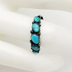 Vintage Sterling Silver 925 Ring Turquoise Blue Stones Southwestern Old Pawn 6.5