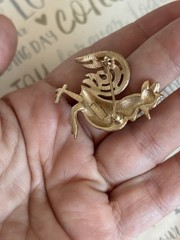 Trifari brooch Rooster Blue & Green Gold vintage 1950s-1960s Cute