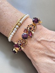 Vintage Verified JULIANA Purple Stripe Parure Set, Bracelet, Brooch & Earrings