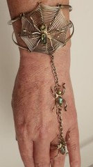 Alpaca Mexico Silver Spider Web Slave Cuff Bracelet With Abalone Or Paua 1980’s