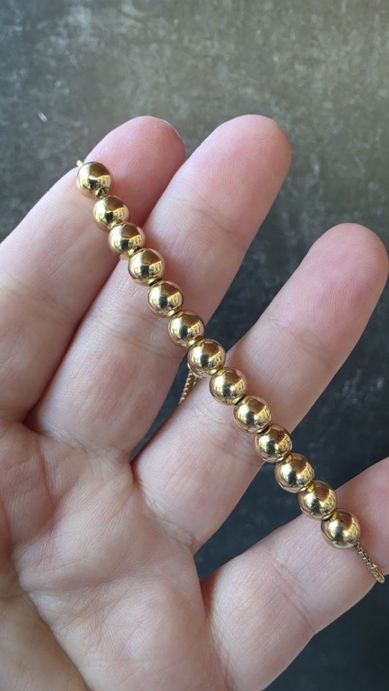 FAS Gold Tone 925 Sterling Silver Beaded Adjustable Chain Bracelet Thailand