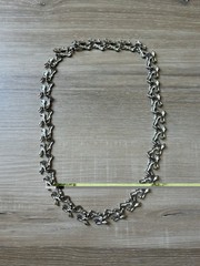 Vintage Person Link Chain Silver Necklace Modern Statement Unique- 24 Inch