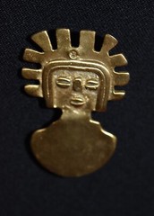 Metropolitan Museum of Art Brooch Pin Aztec Warrior Mask Tolima Face Gold Tone